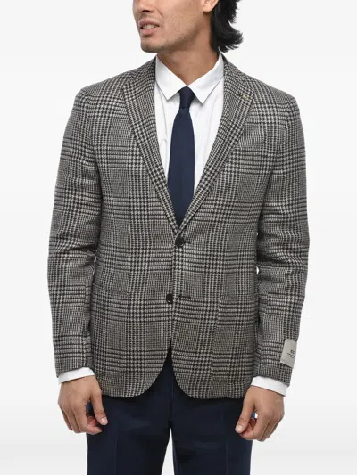 Corneliani Houndstooth Single-breasted Blazer In Gray