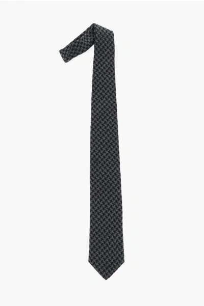 Corneliani Houndstooth Virgin Wool And Silk Tie