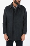 Corneliani Houndstooth Virgin Wool Coat In Black