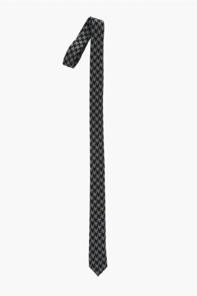 Corneliani Houndstooth Wool Blend Slim Tie