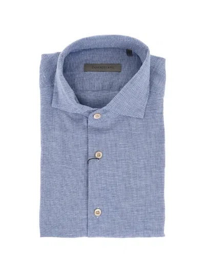 Corneliani Houndstooth-pattern Shirt In Blue