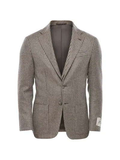 Corneliani Houndstooth-pattern Single-breasted Blazer In Gray