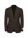 Corneliani Houndstooth-pattern Single-breasted Wool Blazer In Brown