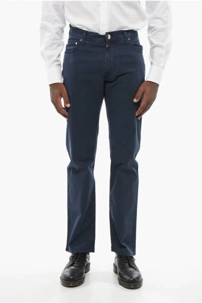 Corneliani Id 5-pocket Stretch Cotton Trousers In Blue