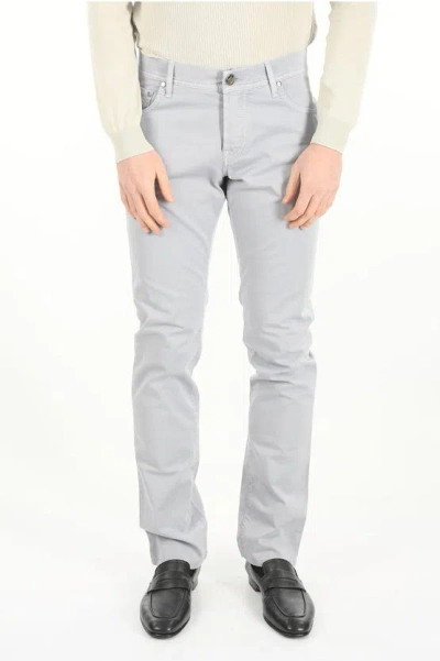 Corneliani Id 5 Pocket Stretch Denim Pants In Gray