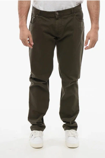 CORNELIANI ID 5-POCKETED COTTON BLEND PANTS