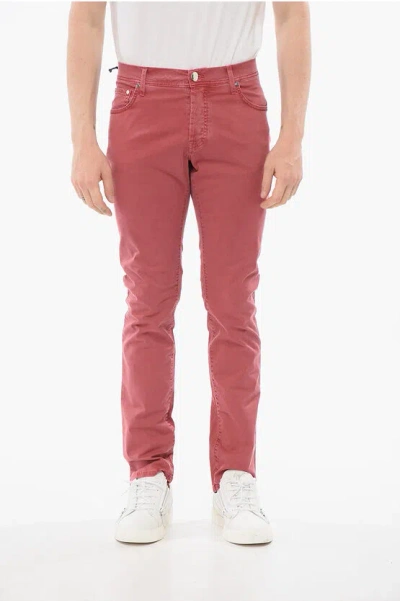 Corneliani Id 5-pocketed Stretch Cotton Pants In Pink