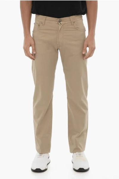 Corneliani Id 5-pocketed Stretch Cotton Pants In Neutral