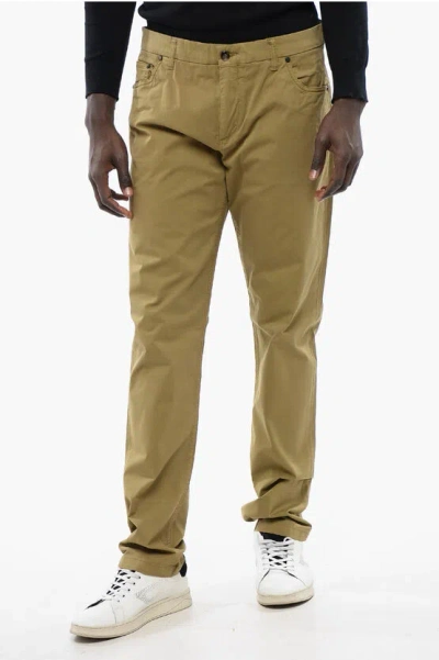 Corneliani Id 5-pocketed Stretch Cotton Pants With Belt Loops In Neutral