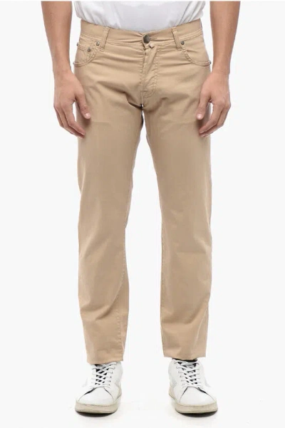 Corneliani Id 5-pocketed Stretch Cotton Pants With Belt Loops In White