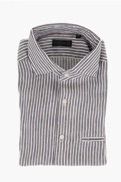 Corneliani Id Balanced Stripe Linen Blend Shirt In White
