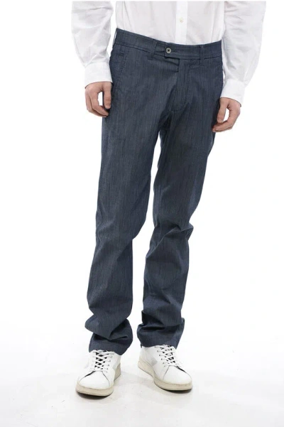 Corneliani Id Chambray Slim Fit Pants In Blue