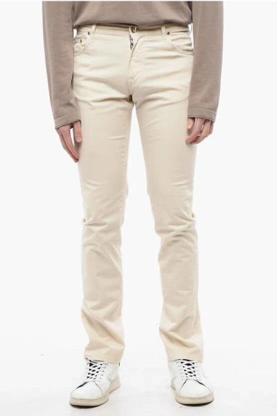 Corneliani Id Chino Pants With Leather Patch In White