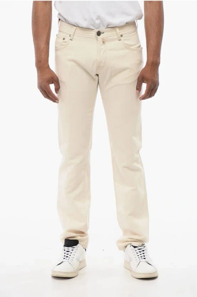 CORNELIANI ID COTTON AND LINEN 5 POCKETS SELVEDGE PANTS WITH VISIBLE ST
