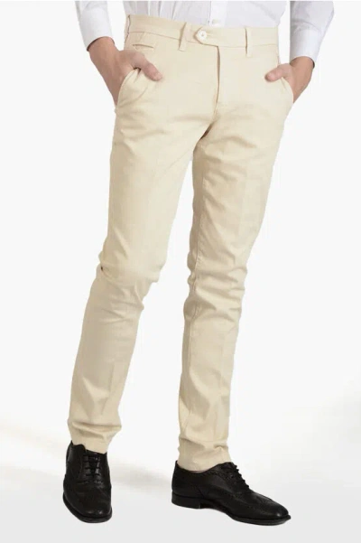 Corneliani Id Cotton And Linen Regular Waist Chinos Pants In Neutral