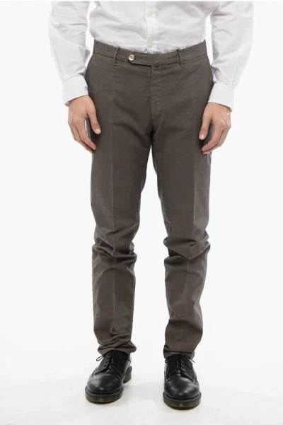 Corneliani Id Cotton Houndstooth Pants In Brown