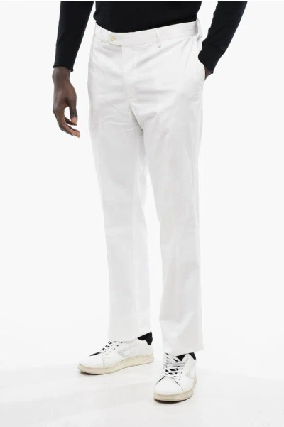 Corneliani Id Solid Color Cotton And Linen Chino Pants In White