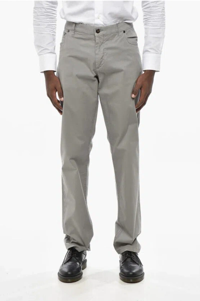Corneliani Id Cotton Pants With Welt Pockets In Gray