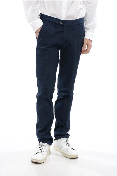 Corneliani Id Cotton Slim Fit Pants In Blue