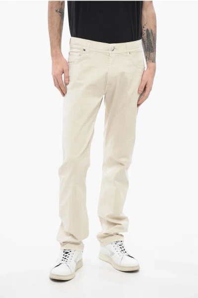 CORNELIANI ID COTTON STRETCH LAZISE 5 POCKETS PANTS WITH BELT LOOPS