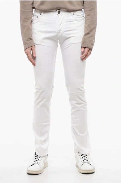 Corneliani Id Cotton Stretch Lazisefix 5 Pockets Pants With Belt Loops In White
