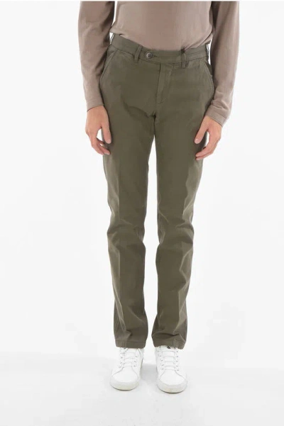 Corneliani Id Cotton-twill M Alga Chino Pants In Green
