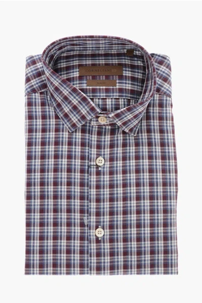 Corneliani Id District Check Slim Fit Shirt In Burgundy