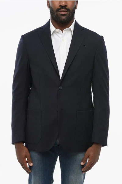 Corneliani Id Embroidered Identity Single Breasted Blazer With Zipped B In Black