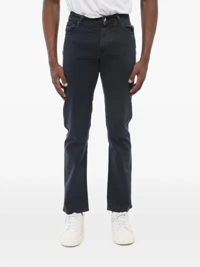 Corneliani Id Embroidered Jeans In Blue