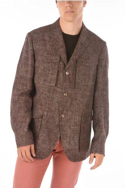 Corneliani Id Flax Identity Saharn Balzer With Notch Lapel In Brown