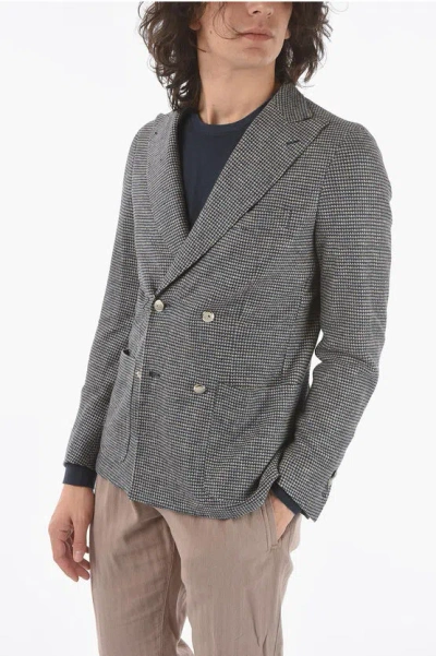 Corneliani Id Flax Side Vents Peak Lapel Double-breasted Blazergiacche In Gray