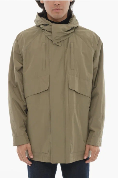 Corneliani Id Giada Dintex Windbreaker Jacket With Removable Hood In Green