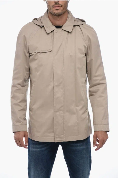 Corneliani Id Lightweight Jacket With Concealed Closure In Beige