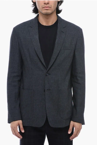 Corneliani Id Linen-blend Unlined Blazer In Blue