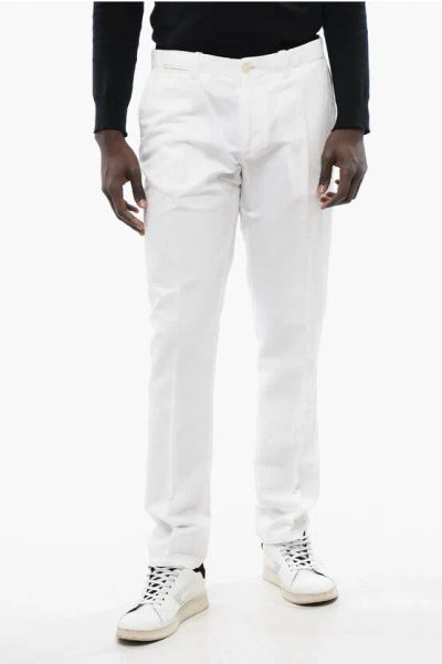 Corneliani Id Linen-blended Pants With Welt Pockets In White