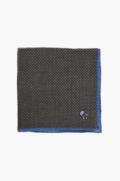 Corneliani Id Linen Pocket Square With Micro Patterns In Black