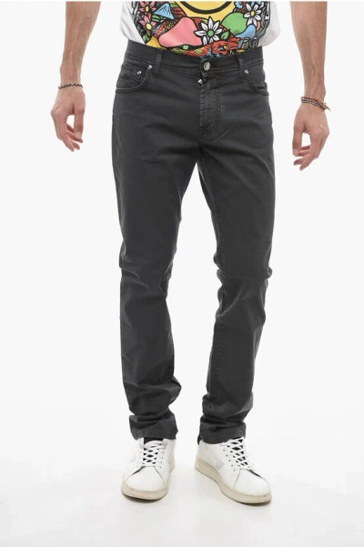 Corneliani Id Luxury Denim 5 Pockets Jeans 17 Cm In Black