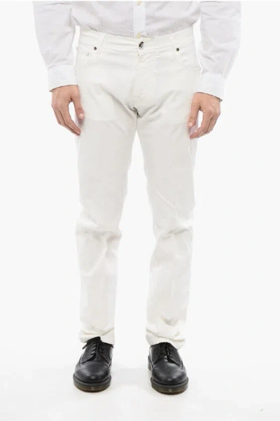 Corneliani Id Luxury Denim Ton-sur-ton Embroidered Denims In White