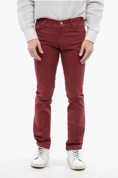 Corneliani Id Luxury Denim Ton-sur-ton Embroidered Denims In Brown