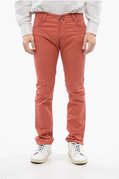 Corneliani Id Luxury Denim Ton-sur-ton Embroidered Denims In Brown