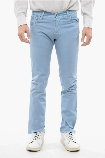Corneliani Id Luxury Denim Ton-sur-ton Embroidered Denims In Blue