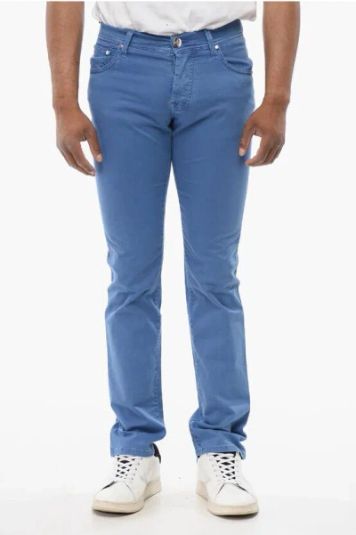Corneliani Id Luxury Denim Ton-sur-ton Embroidered Denims In Blue
