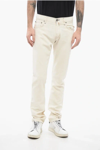 Corneliani Id Luxury Denim Ton-sur-ton Embroidered Denims In White