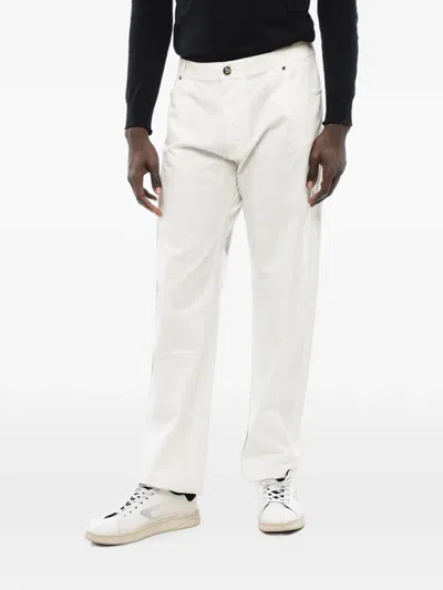 Corneliani Id Luxury Embroidered Ton-sur-ton Jeans In Neutrals