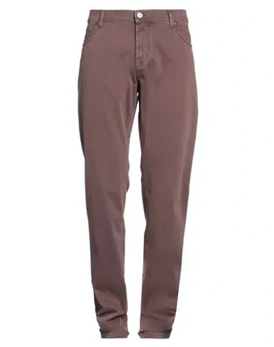 Corneliani Id Man Pants Chocolate Brown Size 37 Cotton, Elastane