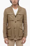 Corneliani Id Pure Linen Identity Utility Blazer In Beige