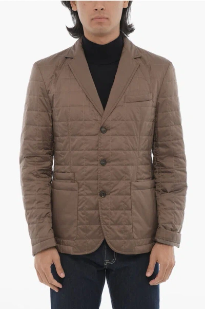 Corneliani Id Quilted Bomber Jacket With Notch Lapel In Brown