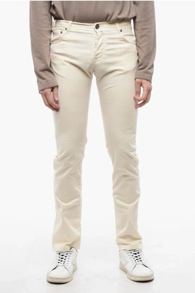 Corneliani Id Regular Waist Cotton Stretch 5 Pockets Pants With 4-butto In Neutral