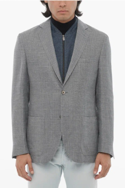 Corneliani Id Side Vents Identity 2-button Blazer With Removable Chest In Gray