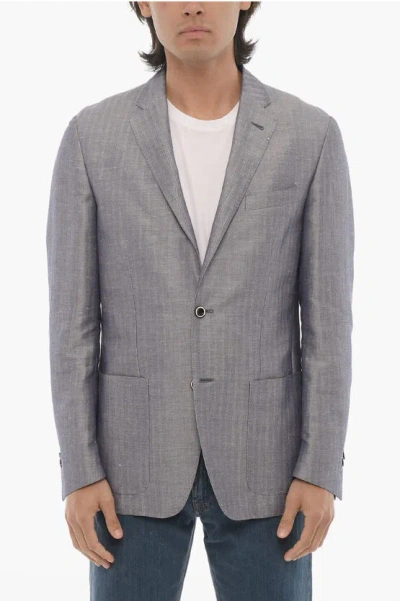 Corneliani Id Side Vents Unlined 2-button Blazer In Gray